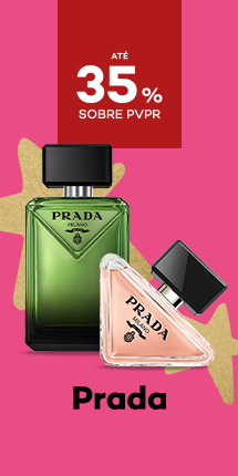 Marca Prada com destaque promocional de até 35% sobre preço de Venda ao Público Recomendado